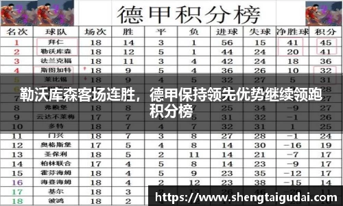 勒沃库森客场连胜，德甲保持领先优势继续领跑积分榜
